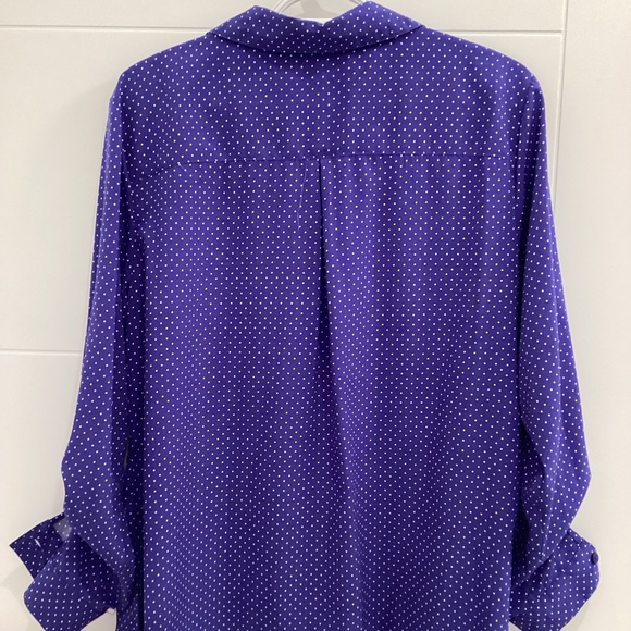 Ladies Notations long sleeve blouse purple with white polka dots size X large - Picture 2 of 6